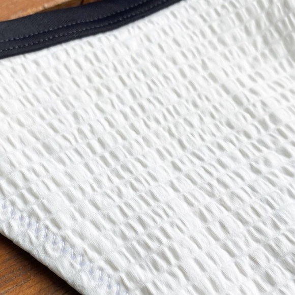 CUPSHE Black & White Contrast Trim Smocked Bikini - Picture 2 of 4